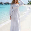 Basic Wear Club | Plain Long Sleeves Rayon Cotton Dress – Casual Summer Dress for Women
