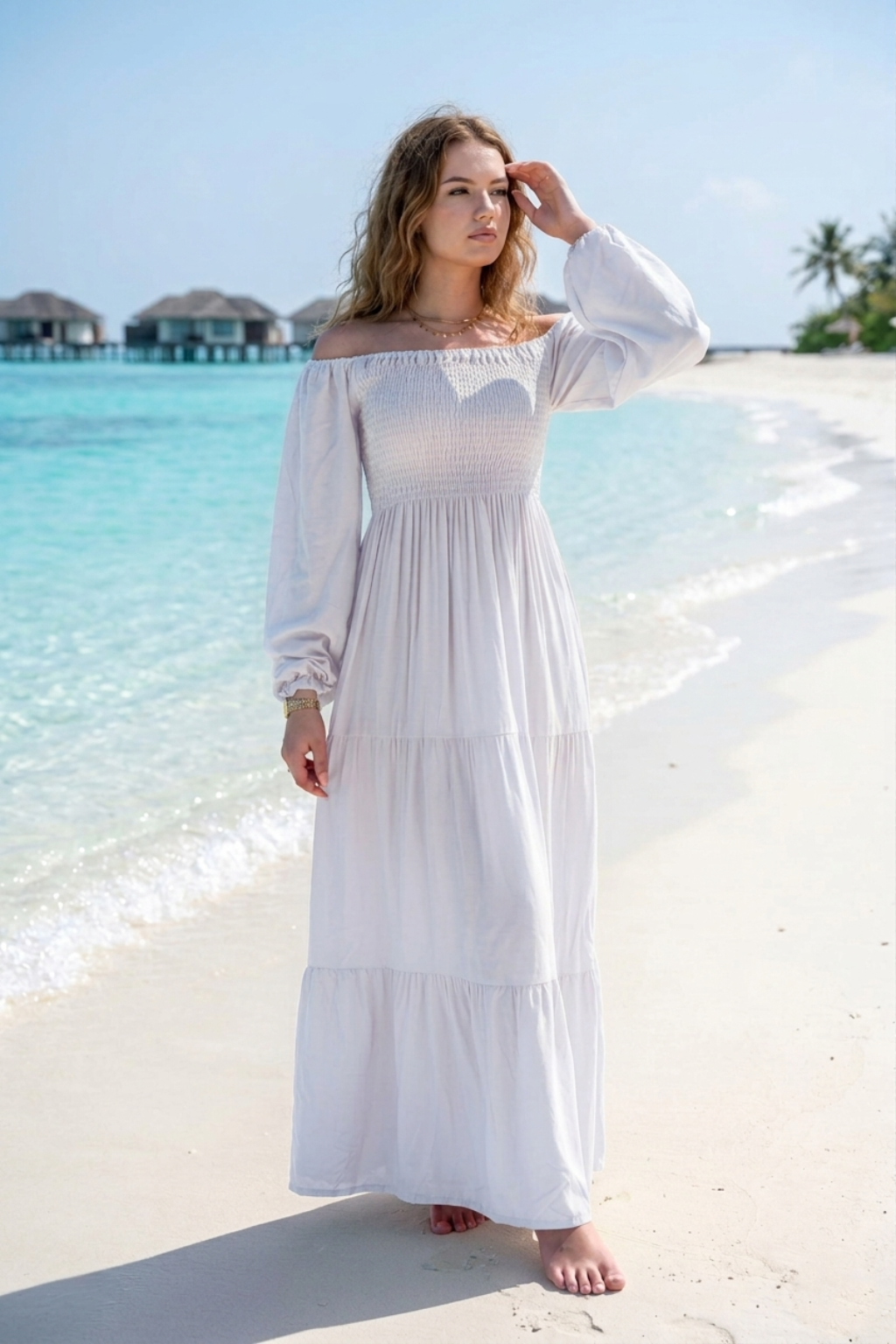 Basic Wear Club | Plain Long Sleeves Rayon Cotton Dress – Casual Summer Dress for Women