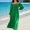 Basic Wear Club | Plain Long Sleeves Rayon Cotton Dress – Casual Summer Dress for Women