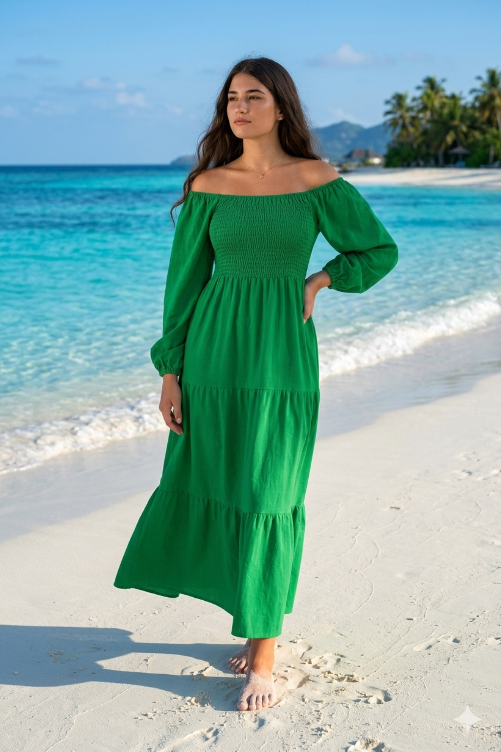 Basic Wear Club | Plain Long Sleeves Rayon Cotton Dress – Casual Summer Dress for Women