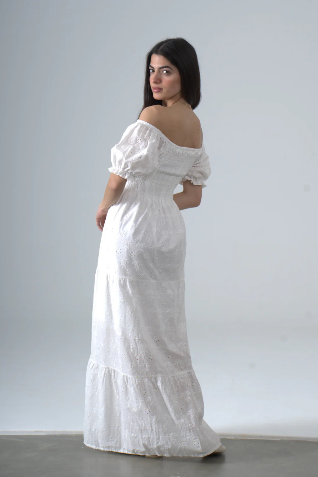 Light Embroidered Cotton Short Sleeves Dress