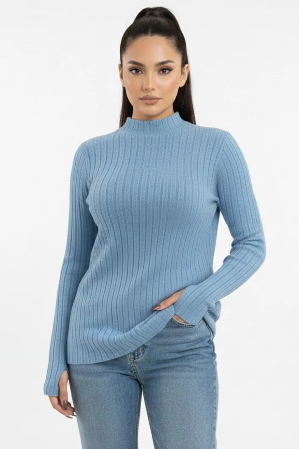 Turtleneck Knit Basic Sweater