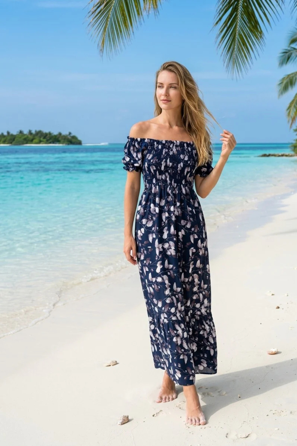 Basic Wear Club | Flory Rayon Short Sleeves Maxi Dress | Summer Dress for Women