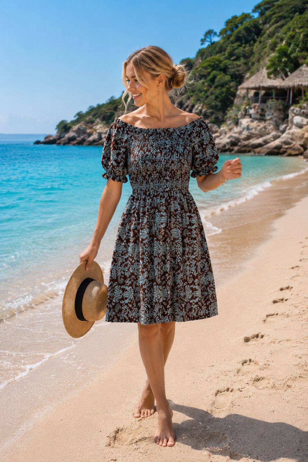 Basic Wear Club | Basic Floral Short Sleeves Mini Dress | Summer Dress for Women