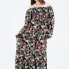Floral Long Sleeves Rayon Dress