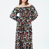 Floral Long Sleeves Rayon Dress