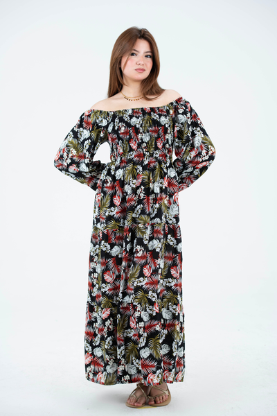 Floral Long Sleeves Rayon Dress