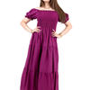 Plain Rayon Short Sleeves Maxi Dress