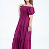 Plain Rayon Short Sleeves Maxi Dress