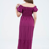 Plain Rayon Short Sleeves Maxi Dress