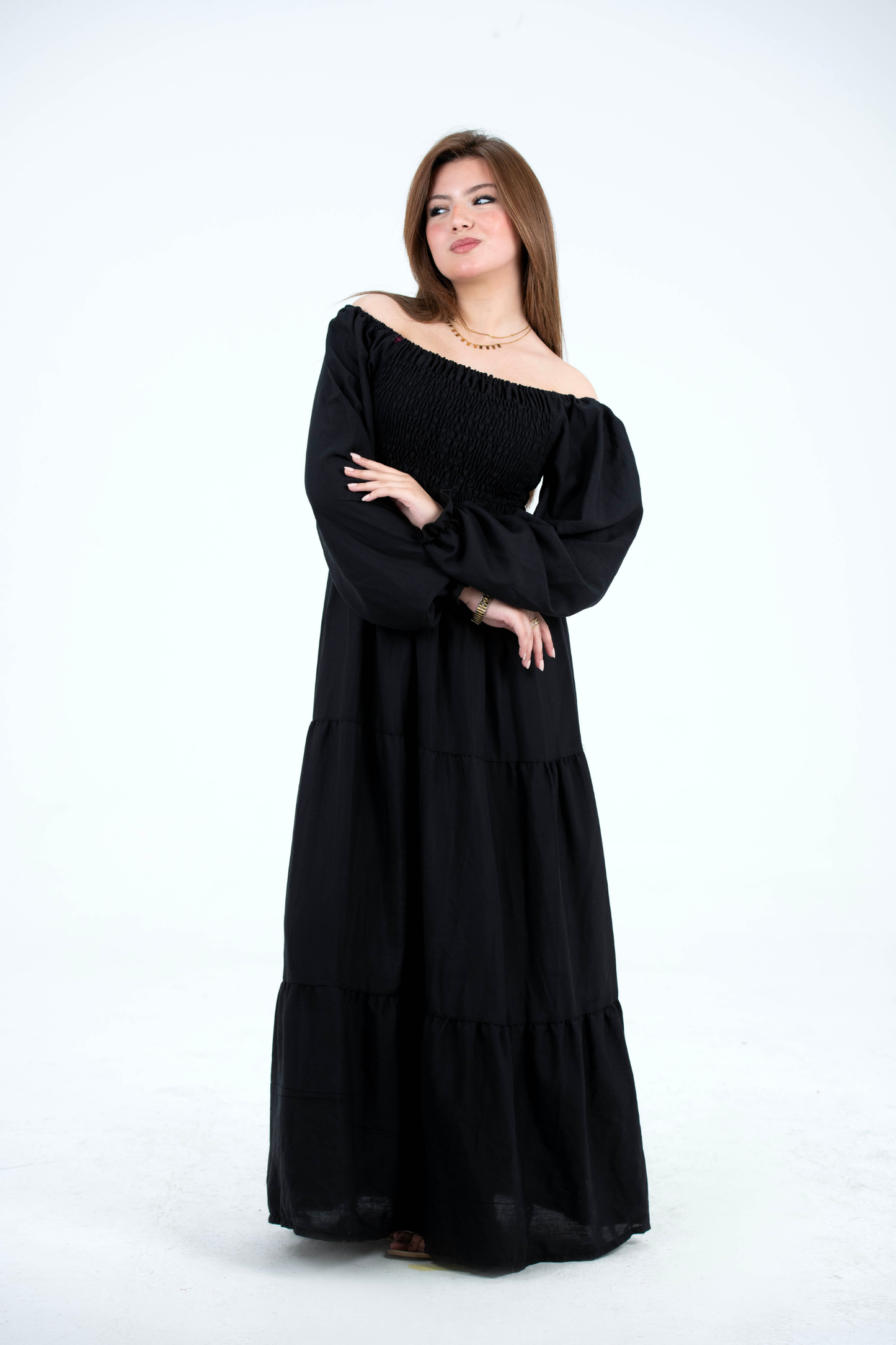 Plain Long Sleeves Rayon Dress