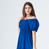 Plain Rayon Short Sleeves Maxi Dress