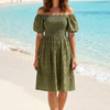 Light Embroidered Cotton Short Sleeves Mini Dress