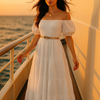 Light Embroidered Cotton Short Sleeves Dress