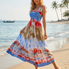Basic Wear Club | Women's Tie-Strap Tiered Beach Maxi Sundress | One Size (Fits Up to 85 KG)