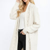 Textured Knit Long Cardigan – Open Front with Fringe Trim