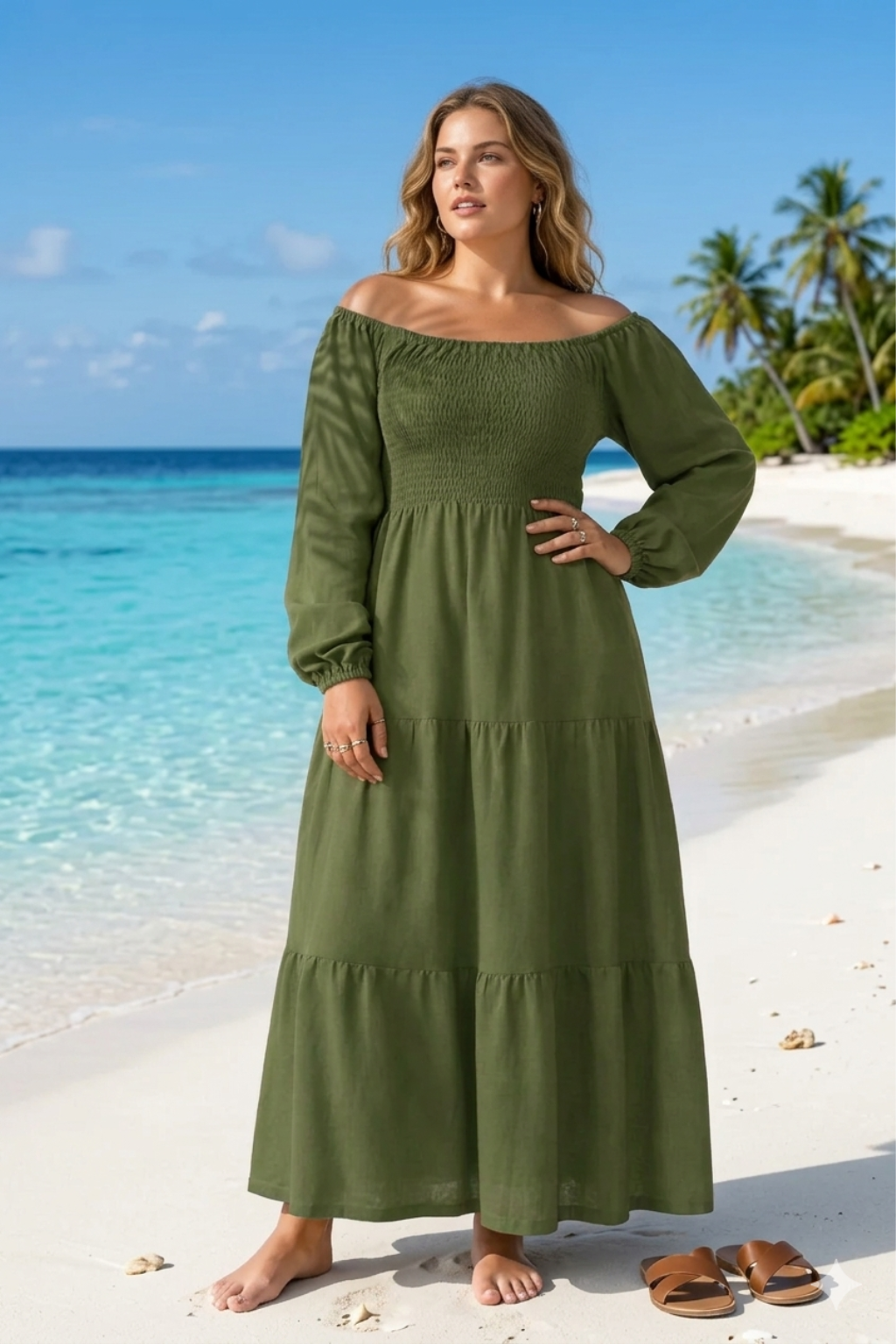 Basic Wear Club | Plain Long Sleeves Rayon Cotton Dress – Casual Summer Dress for Women