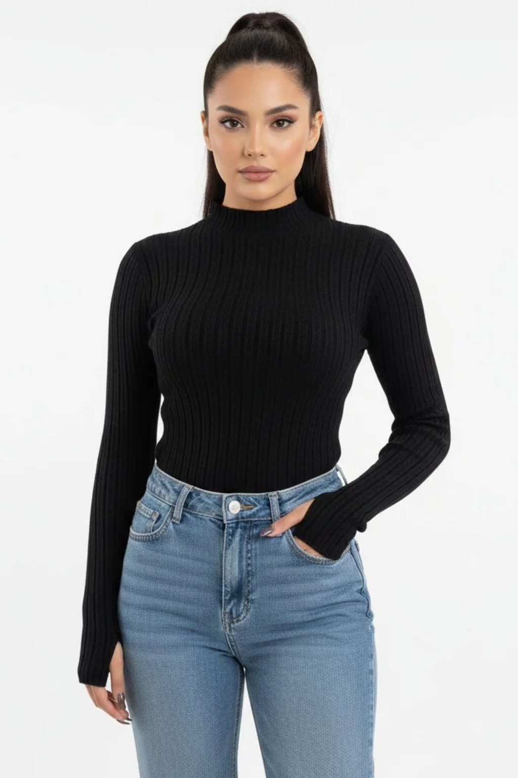 Turtleneck Knit Basic Sweater
