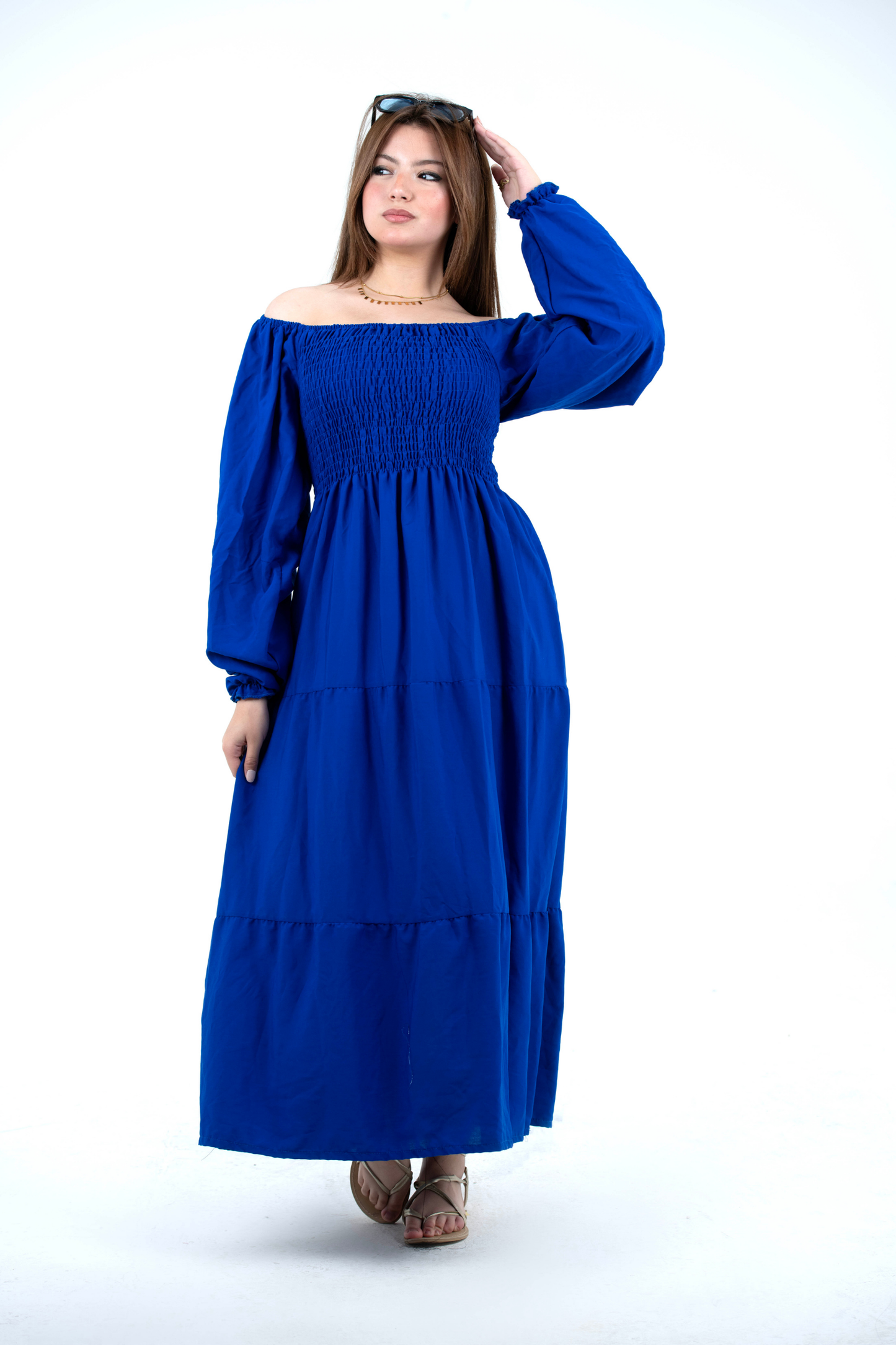Plain Long Sleeves Rayon Dress