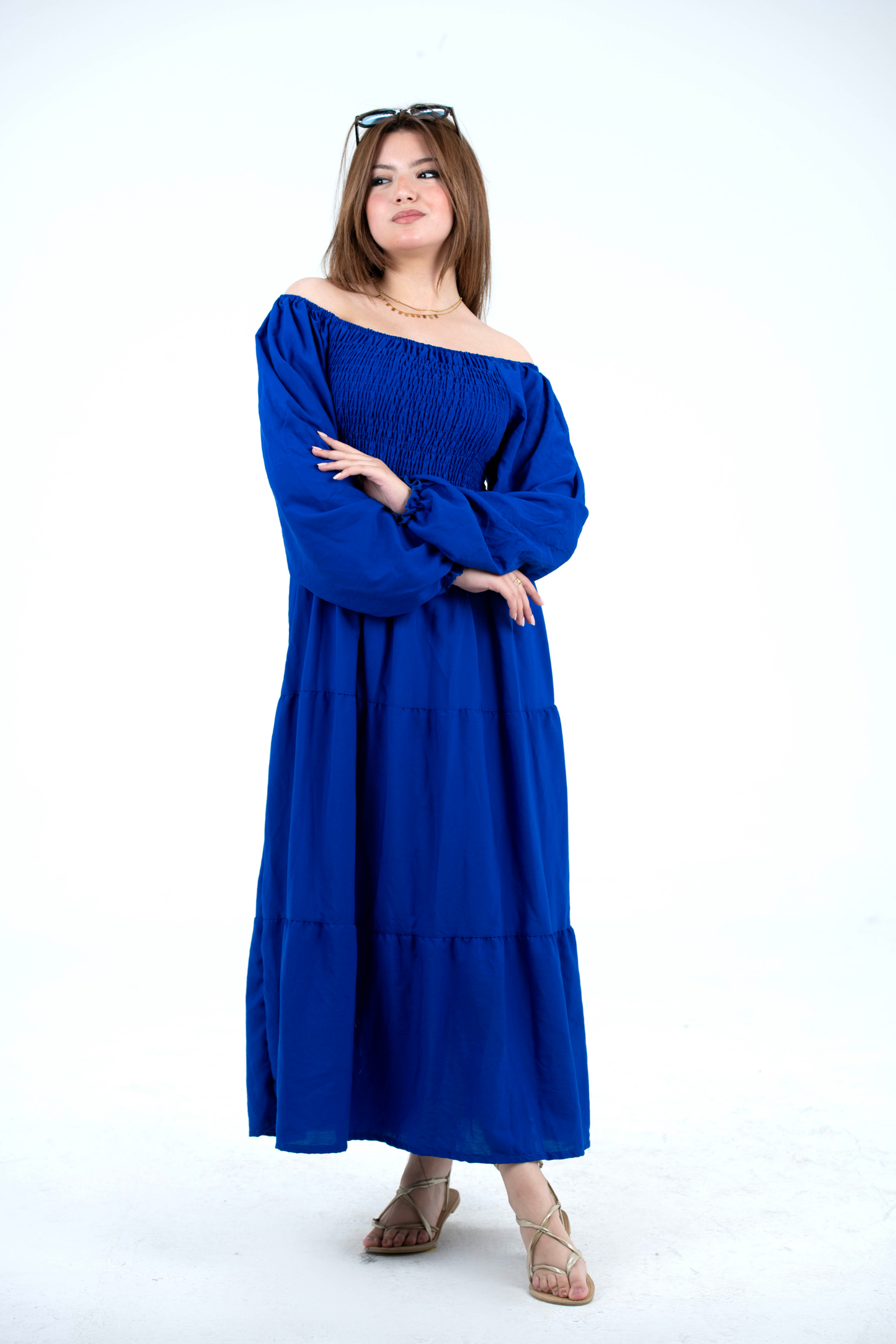 Plain Long Sleeves Rayon Dress