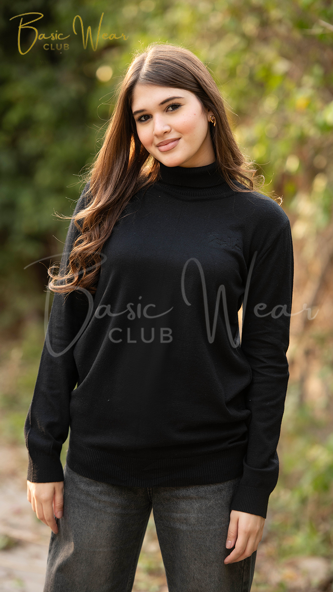 High Neck Cotton Knit Basic