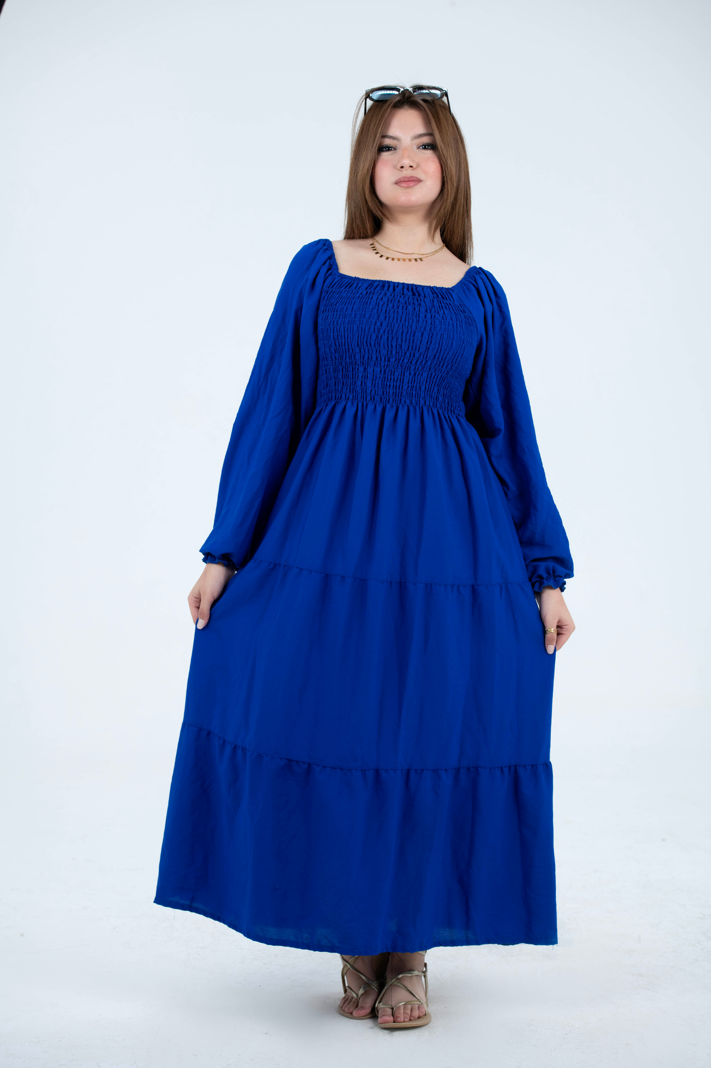 Plain Long Sleeves Rayon Dress