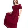 Plain Rayon Short Sleeves Maxi Dress