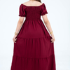 Plain Rayon Short Sleeves Maxi Dress