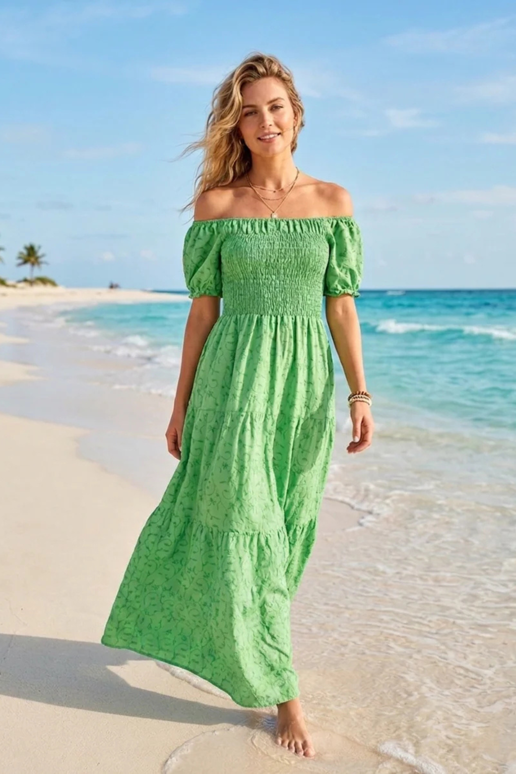 Basic Wear Club | Cotton Embroidered Maxi Dress | Summer Beach Dress for Women