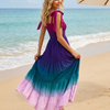 Basic Wear Club | Women's Tie-Strap Tiered Beach Maxi Sundress | One Size (Fits Up to 85 KG)
