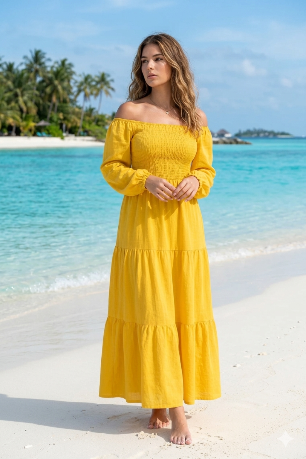 Basic Wear Club | Plain Long Sleeves Rayon Cotton Dress – Casual Summer Dress for Women