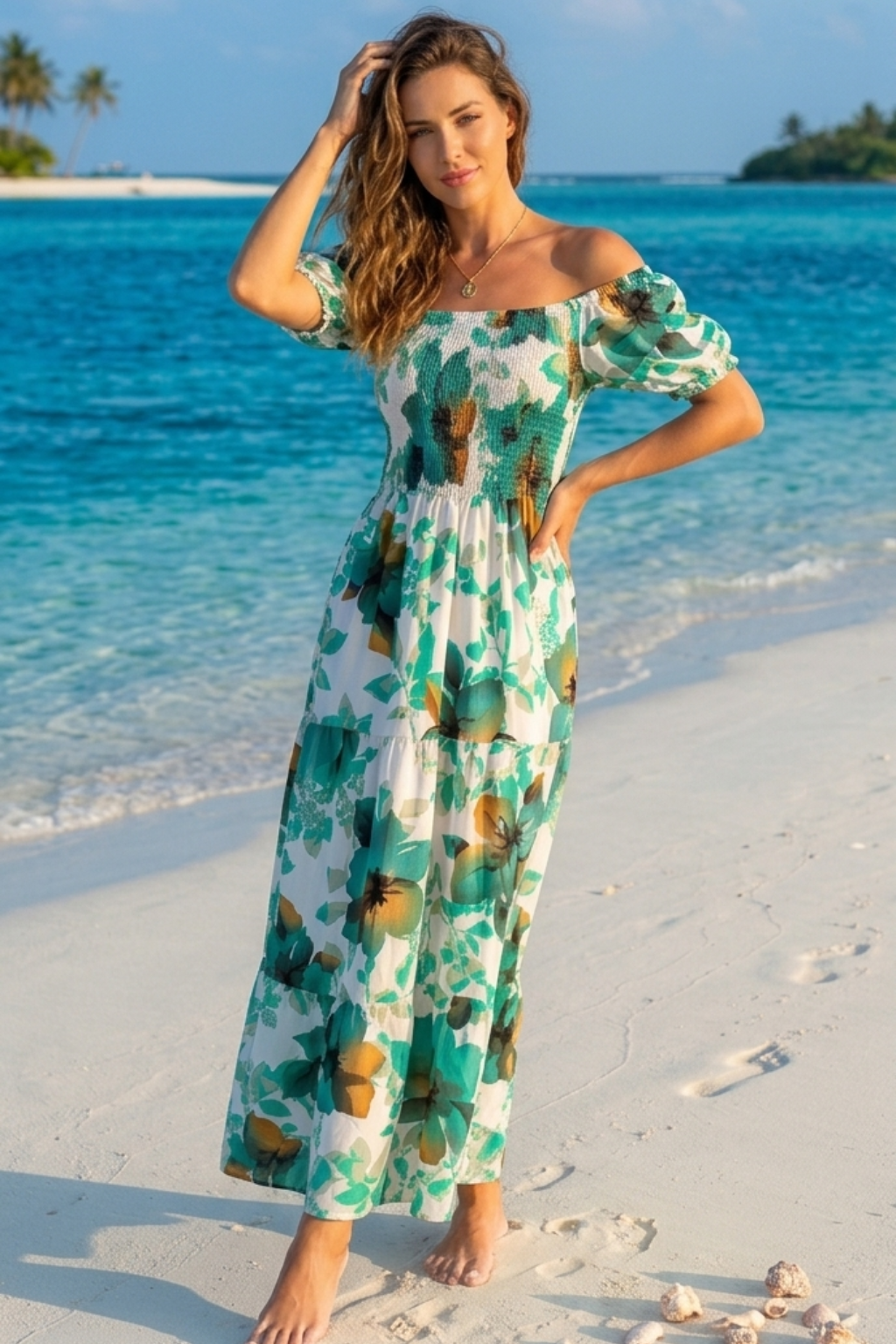 Basic Wear Club | Flory Rayon Cotton Short Sleeves Maxi Dress | Summer Dress for Women
