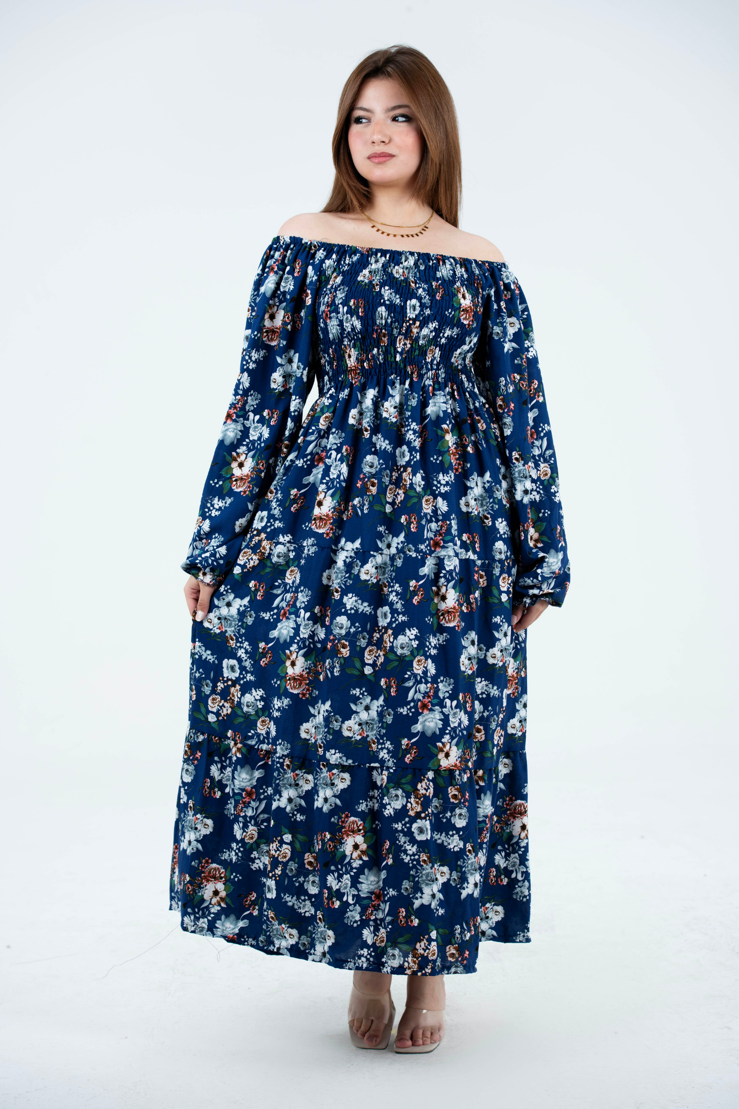 Floral Long Sleeves Rayon Dress