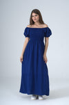 Plain Rayon Short Sleeves Maxi Dress