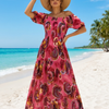 Basic Wear Club | Flory Rayon Cotton Short Sleeves Maxi Dress | Summer Dress for Women