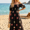 Basic Wear Club | Cotton Embroidered Maxi Dress | Summer Beach Dress for Women