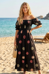 Basic Wear Club | Cotton Embroidered Maxi Dress | Summer Beach Dress for Women