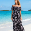Basic Wear Club | Flory Rayon Short Sleeves Maxi Dress | Summer Dress for Women