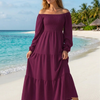 Basic Wear Club | Plain Long Sleeves Rayon Cotton Dress – Casual Summer Dress for Women