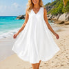 Basic Wear Club | Women's Plain Sleeveless V-Neck High-Low Midi Dress | One Size