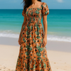Basic Wear Club | Flory Rayon Short Sleeves Maxi Dress | Summer Dress for Women