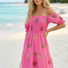Basic Wear Club | Cotton Embroidered Maxi Dress | Summer Beach Dress for Women