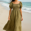 Light Embroidered Cotton Short Sleeves Dress