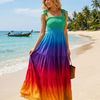 Basic Wear Club | Women's Tie-Strap Tiered Beach Maxi Sundress | One Size (Fits Up to 85 KG)