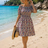 Basic Wear Club | Basic Floral Short Sleeves Mini Dress | Summer Dress for Women