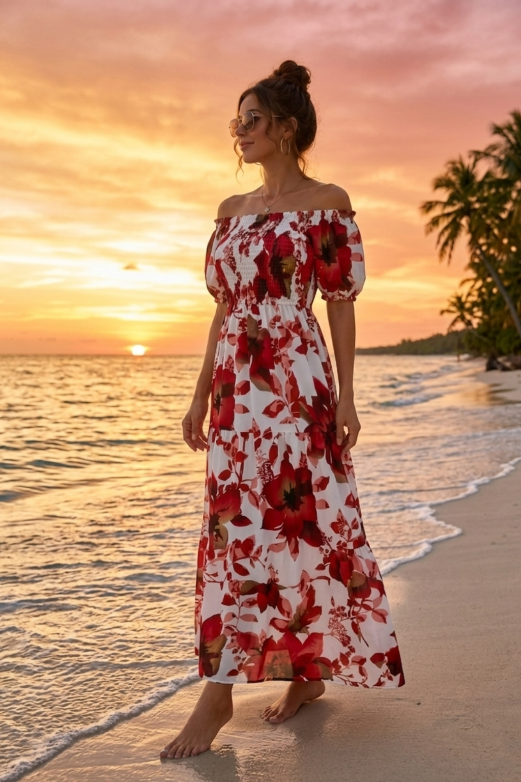 Basic Wear Club | Flory Rayon Cotton Short Sleeves Maxi Dress | Summer Dress for Women