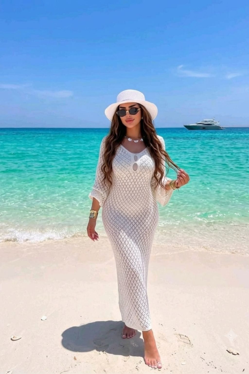 Basic Wear Club | Coastal Crochet Beach Cover-Up Maxi Dress | Elegant Swim Cover-Up for Women in Egypt