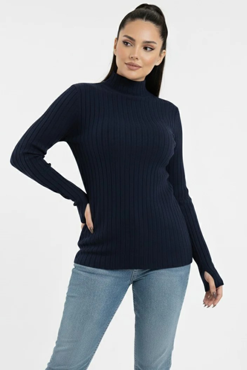 Turtleneck Knit Basic Sweater