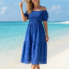Light Embroidered Cotton Short Sleeves Dress