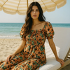 Basic Wear Club | Flory Rayon Short Sleeves Maxi Dress | Summer Dress for Women